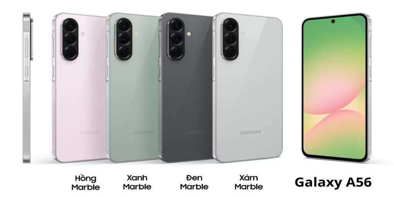 Samsung Galaxy A56 5G thiết kế sang trọng mặt lưng kính và cụm camera ba ống kính