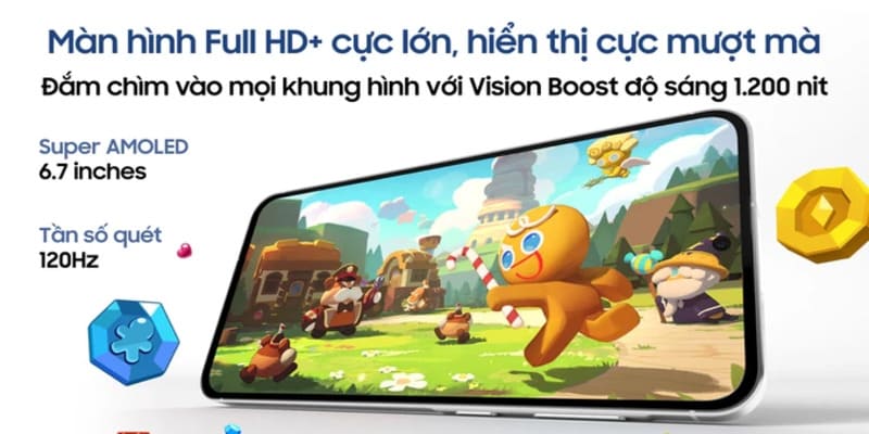 Màn hình Super AMOLED 6.7 inch Galaxy A56 5G hiển thị sắc nét với tần số quét 120Hz