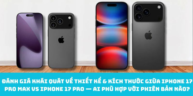 Đánh giá khái quát về thiết kế & kích thước giữa iPhone 17 Pro Max vs iPhone 17 Pro — Ai phù hợp với phiên bản nào?